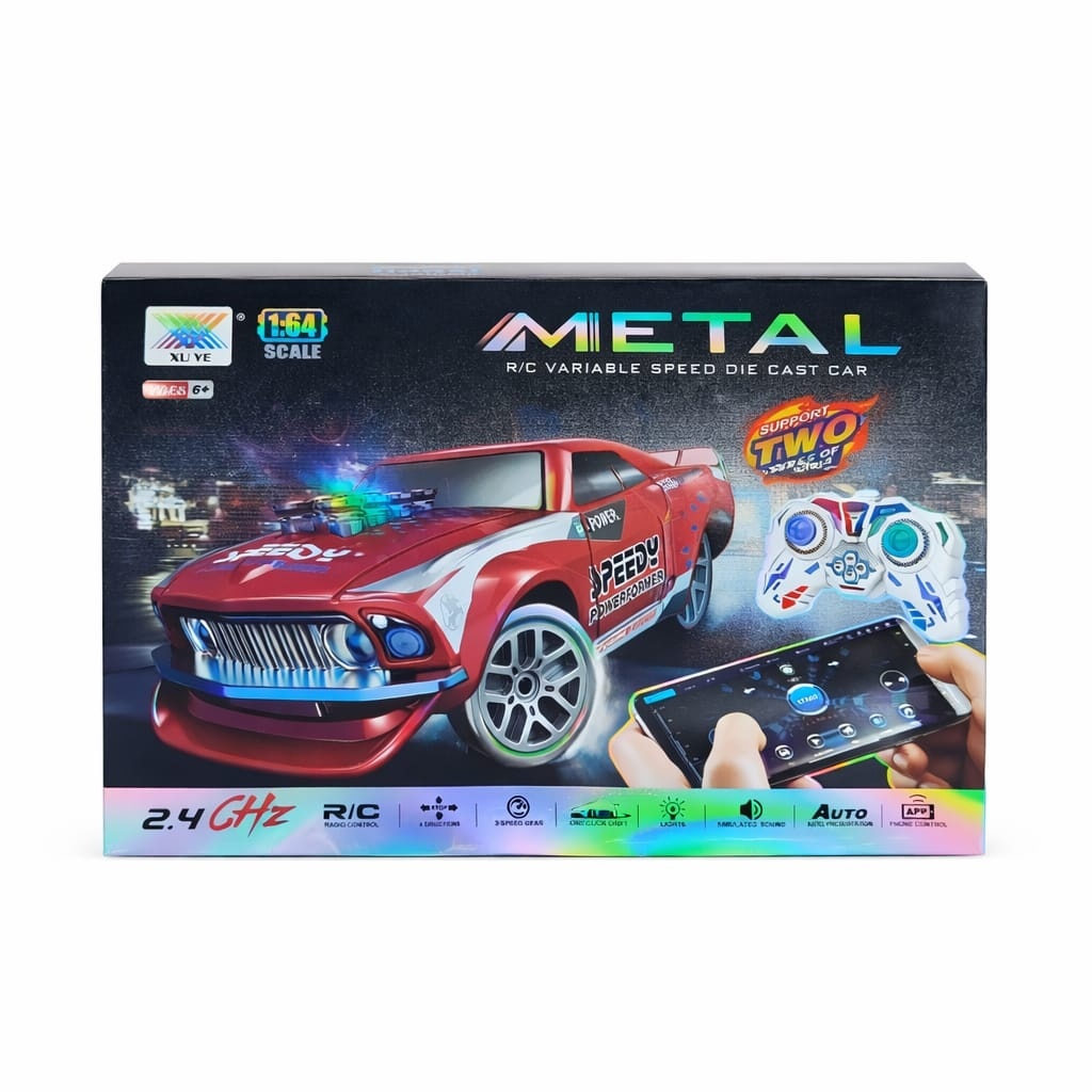 Masinuta cu telecomanda sport verde cu lumini control 2.4GHz scara 1:64 4