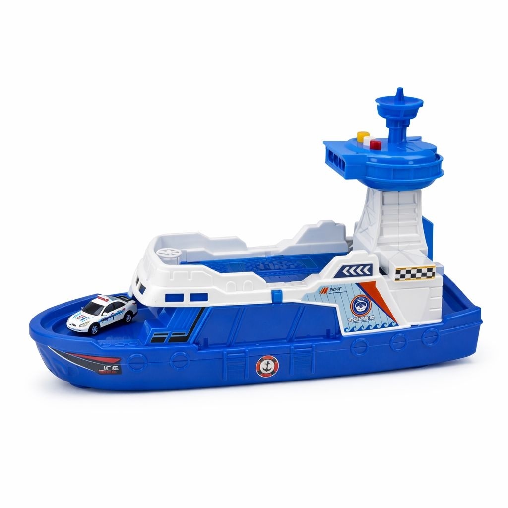 Nava politie tip paza de coasta cu masini, sunete si lumini, set multifunctional, 32x22.5x13 cm 2