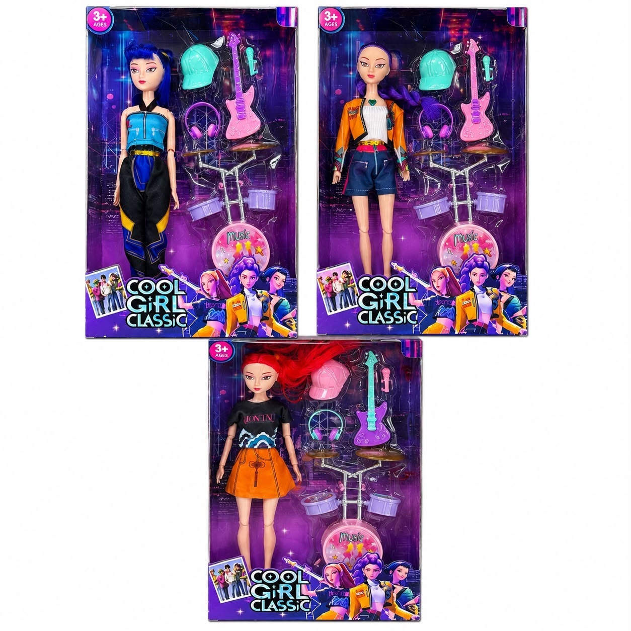 Păpușă Articulată Cool Girl Classic cu Accesorii Muzicale, Model Aleatoriu, pentru Copii 3+ Ani 2
