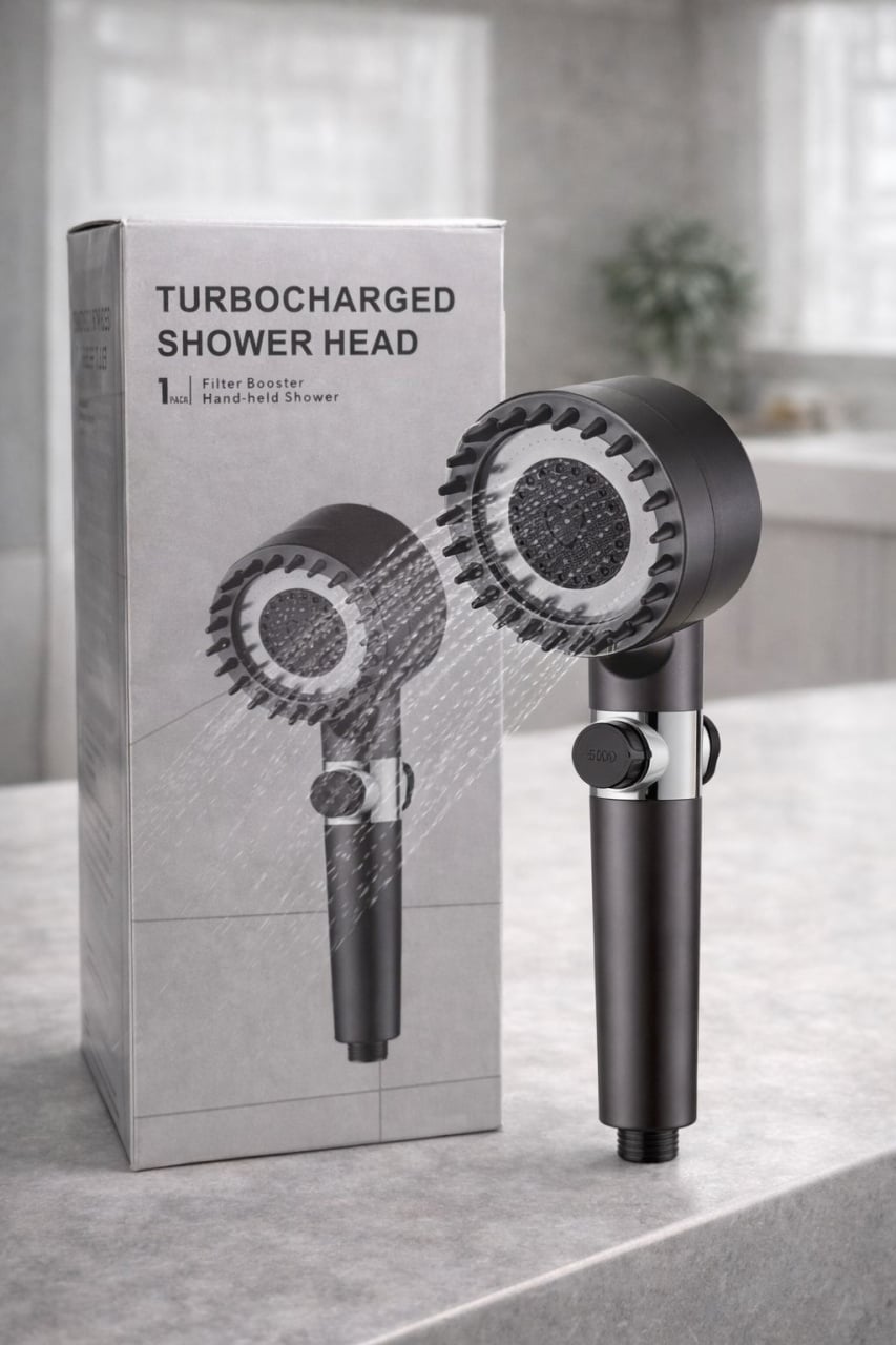 Para dus turbo cu filtru si presiune mare, cap de dus economic cu buton oprire apa