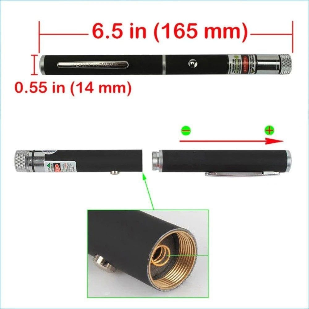 Pointer laser verde puternic model stelar si clip metalic, baterii incluse 2