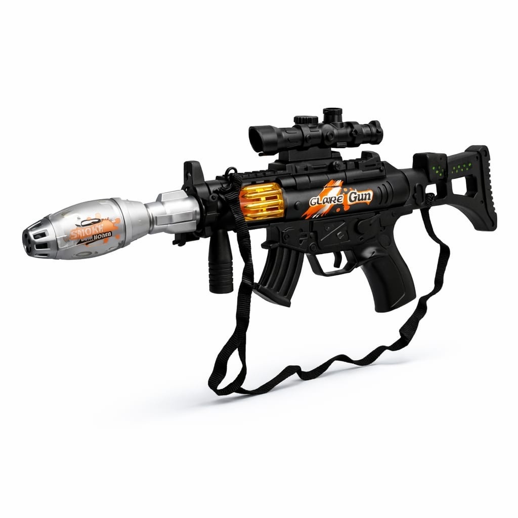 Pusca de jucarie Glare Gun cu efect fum, lumini LED si luneta