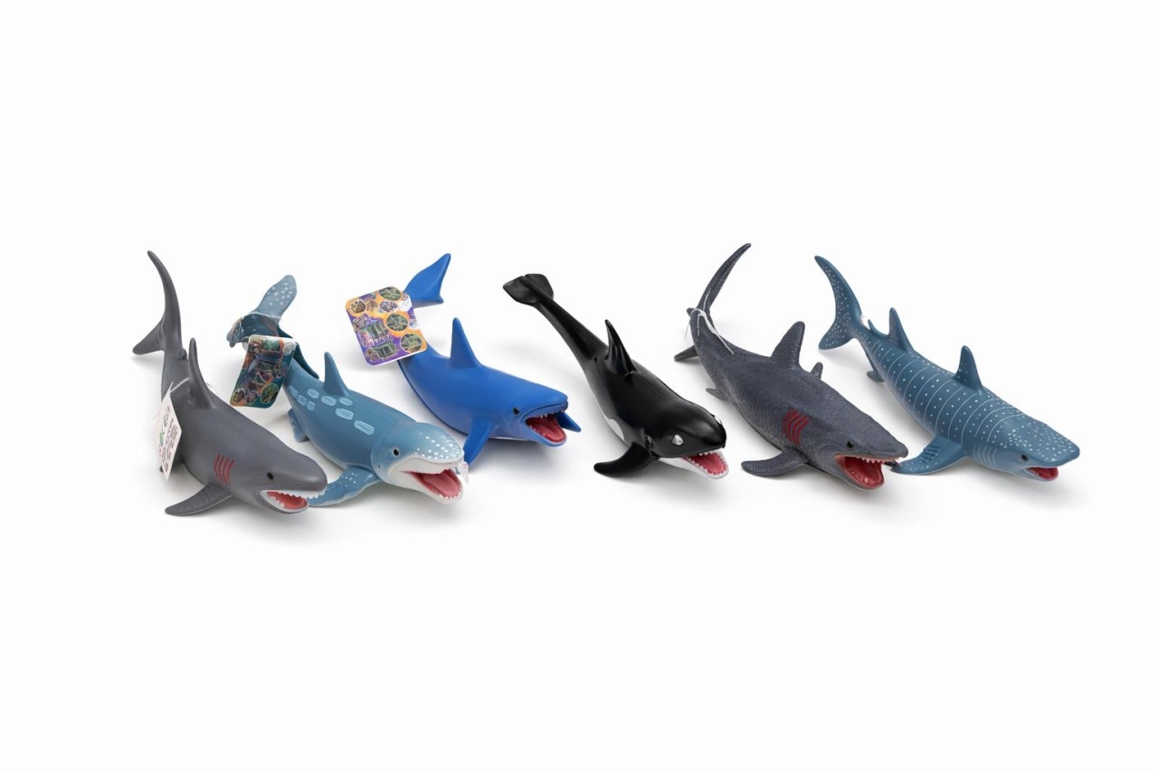 Set 12 animale marine figurine mari 25 cm rechini, delfini si balene, modele diverse 3