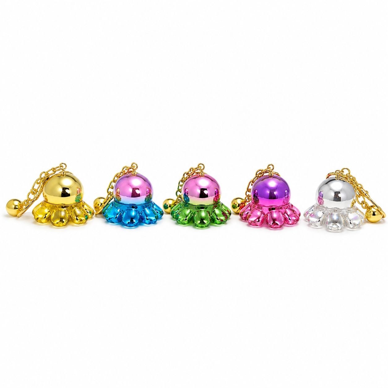 Set 12 Brelocuri Caracatiță 4 cm – Mix Culori, Accesorii Drăguțe pentru Chei, Ghiozdan și Geantă