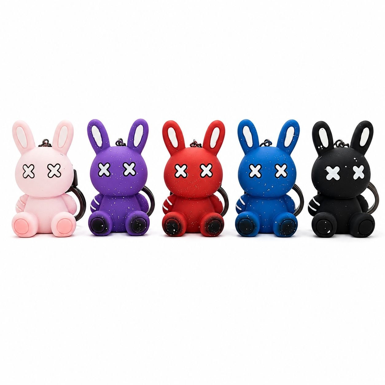 Set 12 Brelocuri Iepuraș 5,5 cm – Mix Culori, Accesorii pentru Chei, Ghiozdan și Geantă