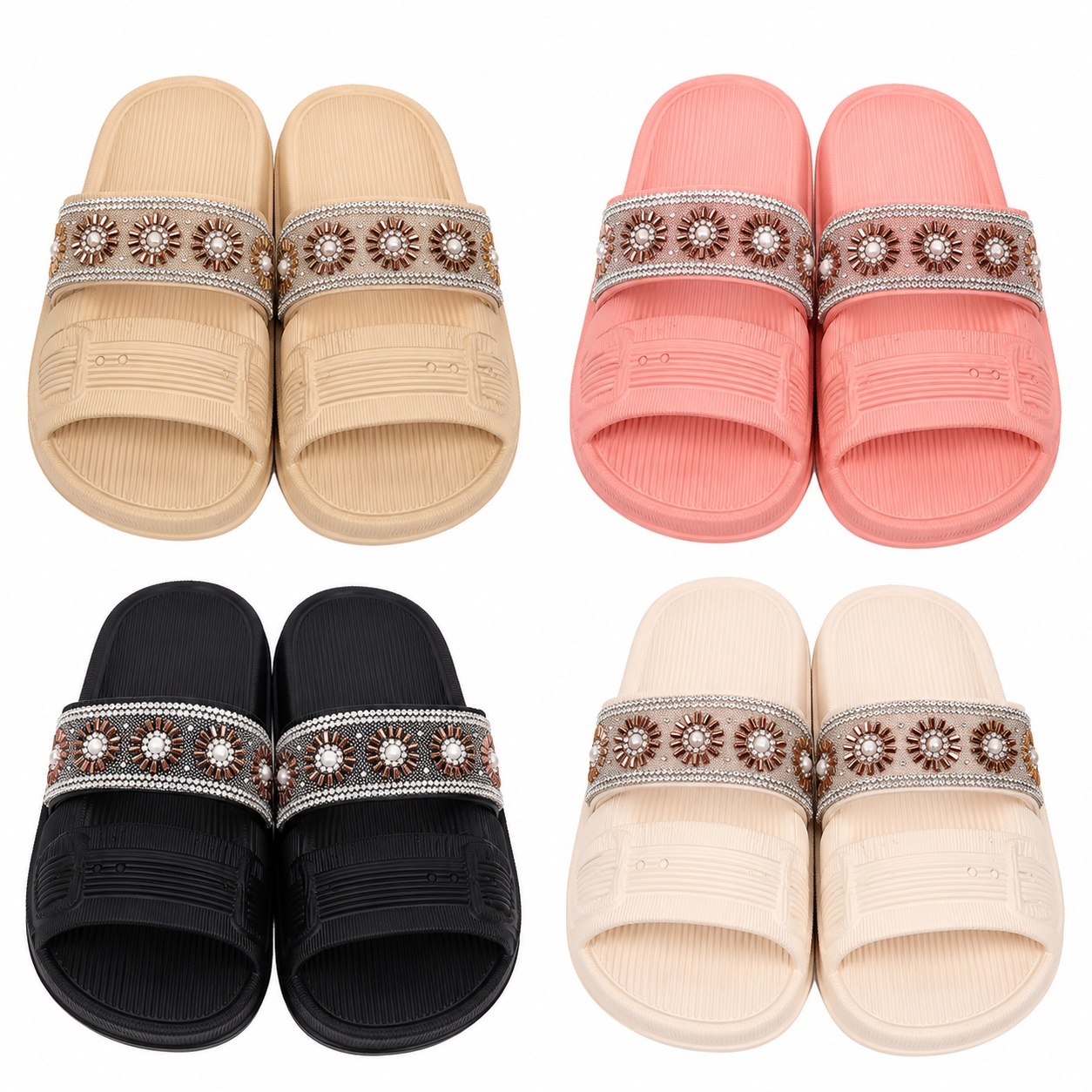Set 12 Perechi Papuci Damă cu Detalii Decorative – Mix Culori, Mărimi 36-41, Comozi și Eleganți 2
