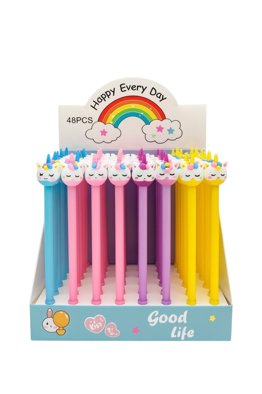 Set 48 pixuri Unicorn colorate , Cap 3D amuzant, display Good Life, culori mixte 2