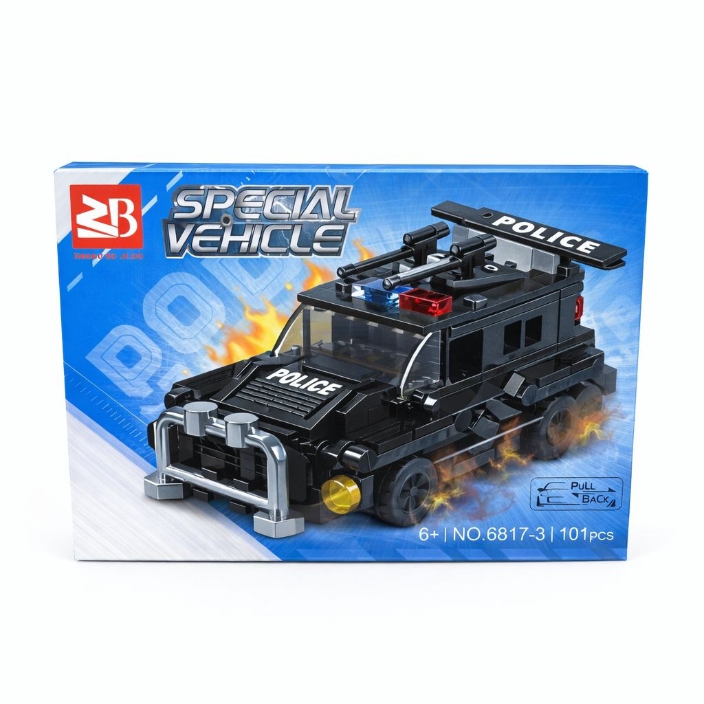 Set 8 jocuri constructie vehicule politie copii, modele diferite, 71-113 piese 5