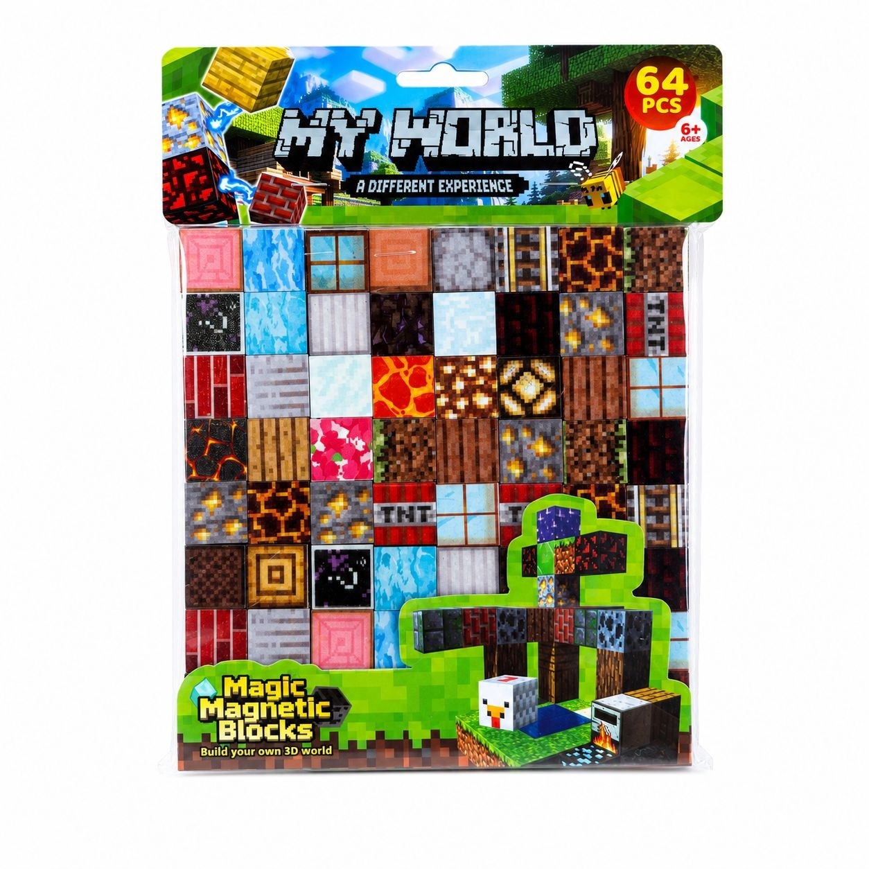 Set Cuburi Magnetice 3D, 64 Piese Magnetice pentru Construcții Creative, Joc Educativ