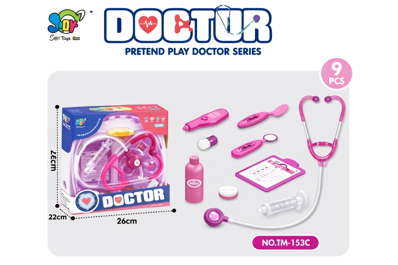 Set doctor pentru copii- stetoscop si accesorii medicale, geanta transport, 23 cm 2