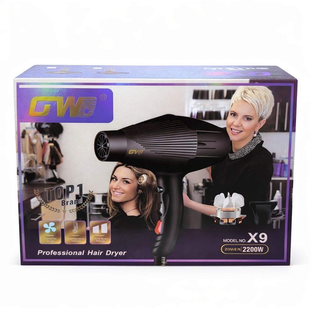 Uscător de păr profesional din plastic, GW-X9, Negru 3