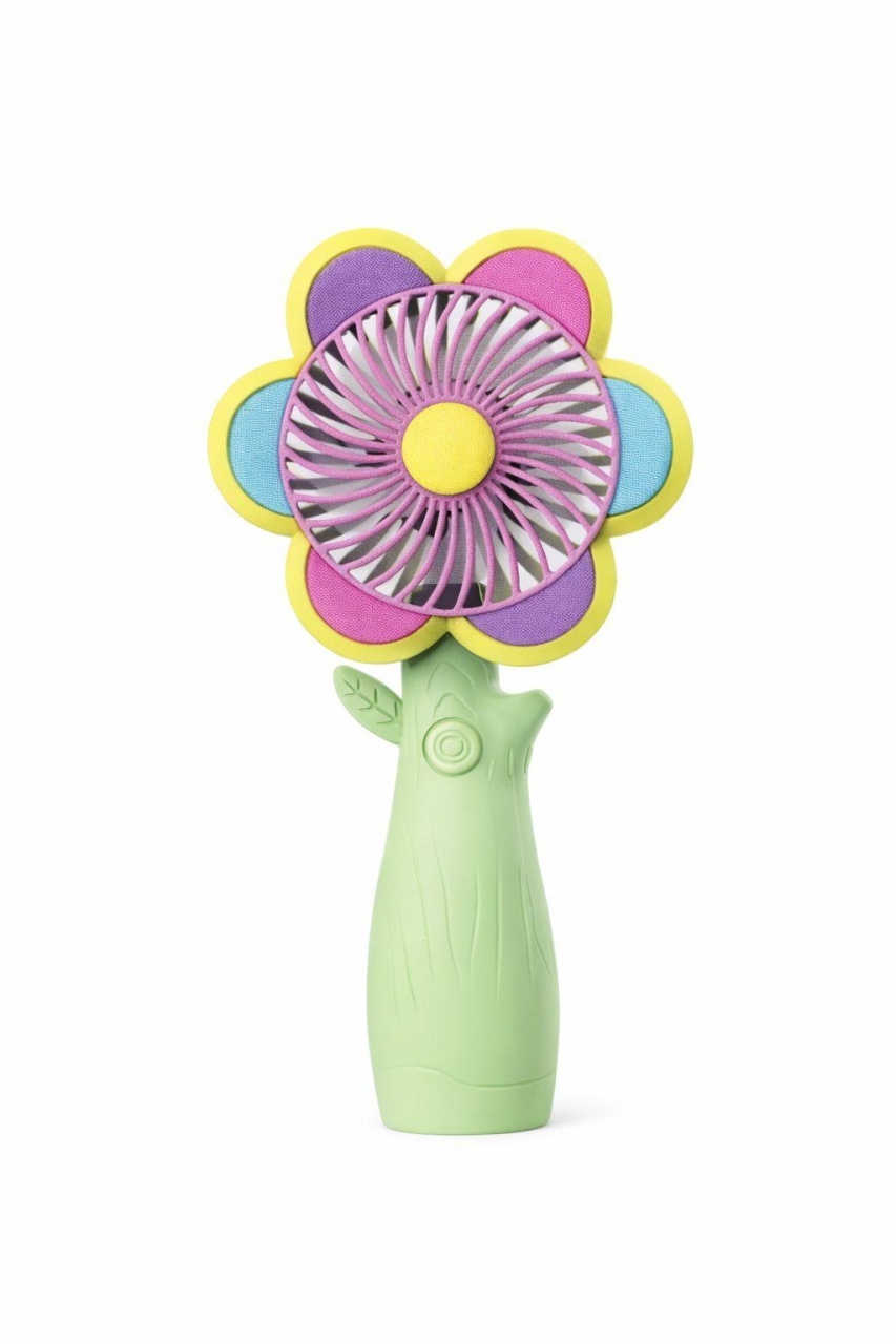 Ventilator portabil copii floare, reincarcabil USB, 3 viteze, design colorat