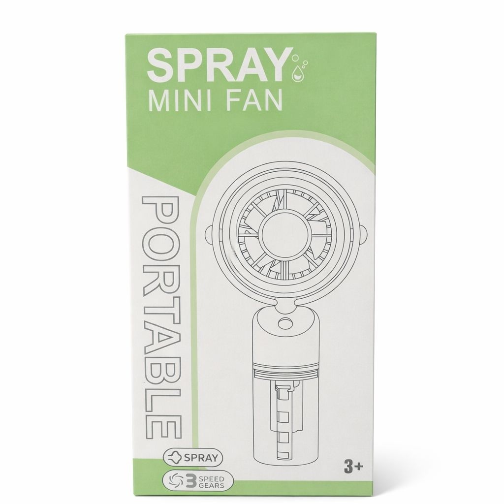 Ventilator portabil cu pulverizare apa, mini spray fan USB, 3 viteze, bej 2