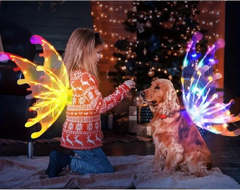 Aripi zana cu LED pentru copii, 68 cm lumini multicolore costum carnaval 3