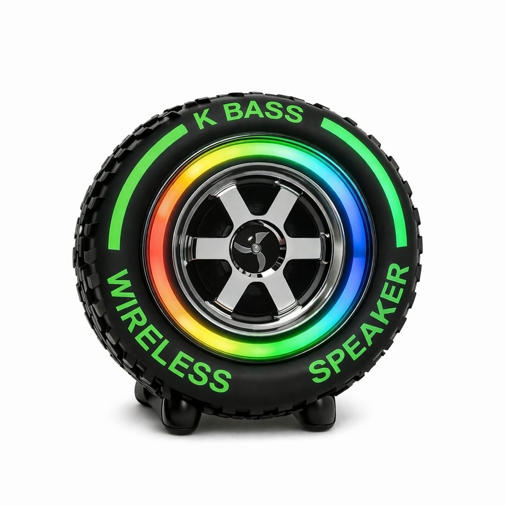 Boxă portabilă Bluetooth IX-BASS în formă de roată, TF, USB, FM, TWS, Verde