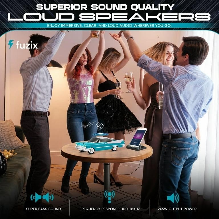 Boxa portabila Bluetooth masina retro, radio FM, USB, TF, AUX, LED, Type-C, verde 4