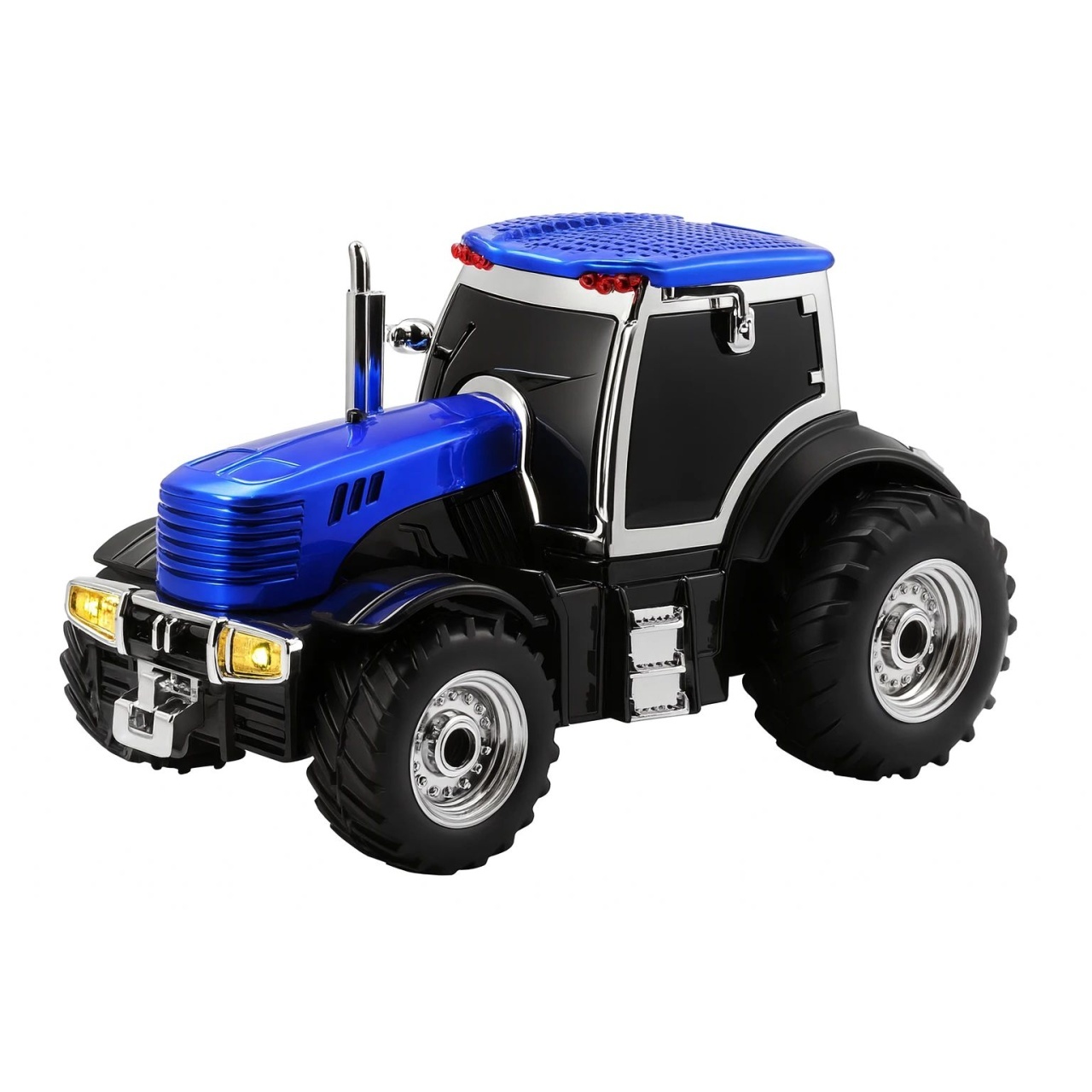 Boxa portabila Bluetooth tractor vintage, radio FM, USB, TF, AUX, TWS, lumini LED, albastru indigo