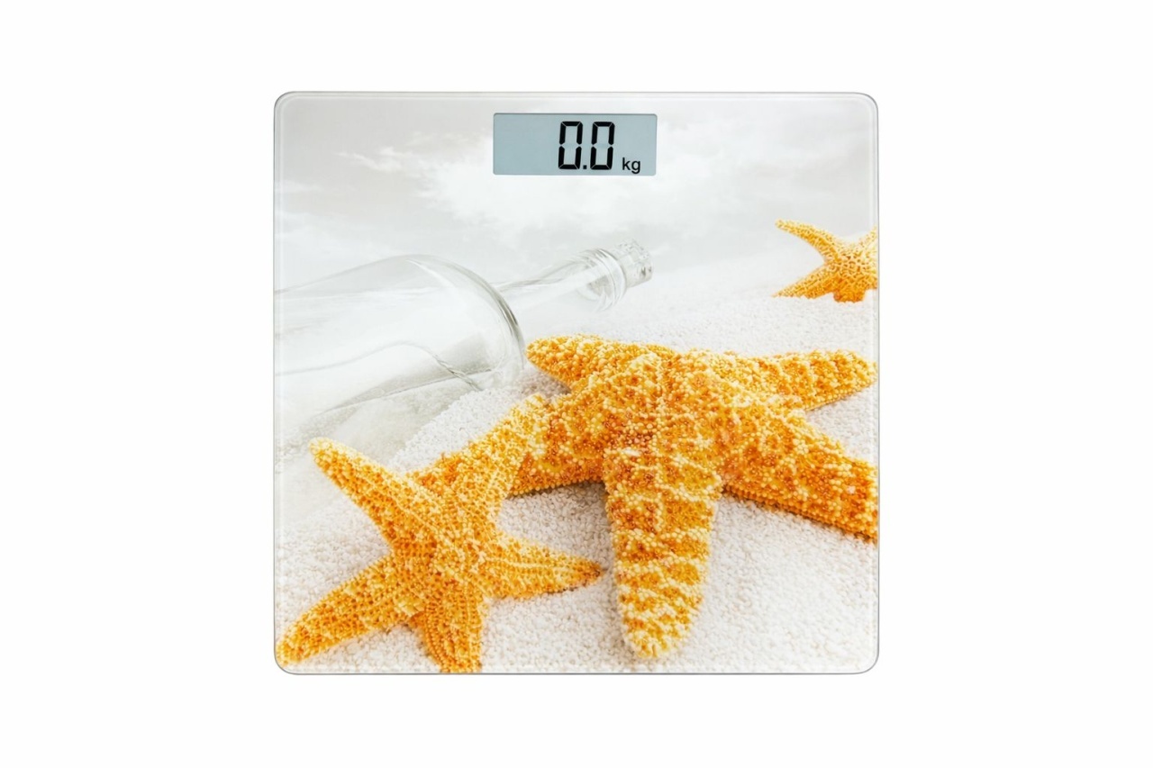 Cantar corporal digital cu display LED, platforma sticla securizata, model stele de mare