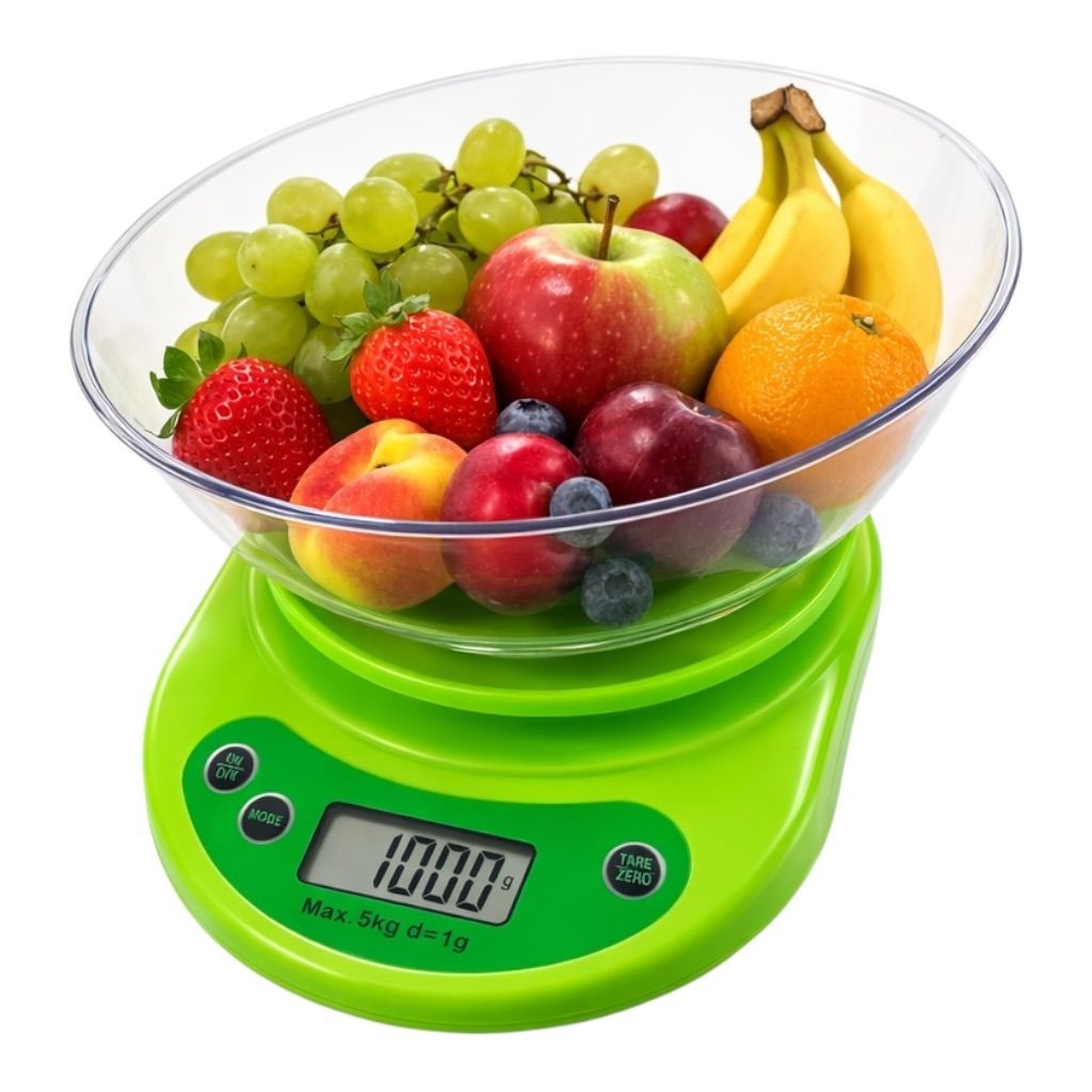 Cântar de Bucătărie Electronic din Plastic, Verde, Capacitate 5 kg