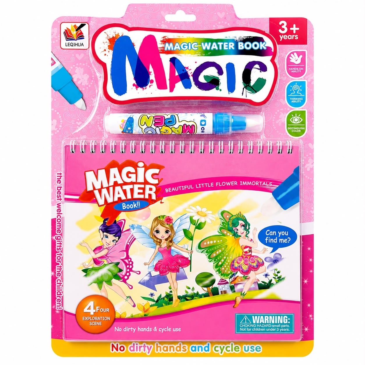 Carte de Colorat cu Apă Magică Reutilizabilă pentru Copii 3+ Ani – Zâne și Flori Fermecate