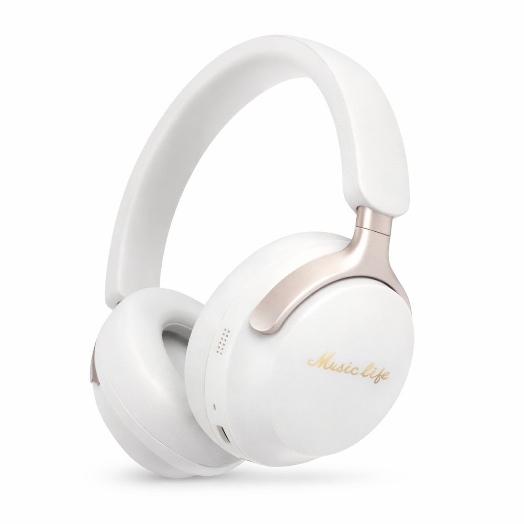 Casti wireless Bluetooth Music Life AKZ22 cu microfon, stereo HD si bass puternic alb