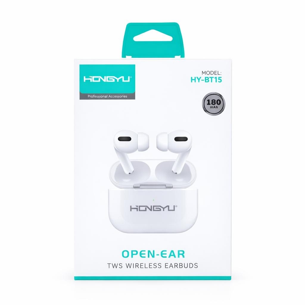 Căști wireless HONGYU Open-Ear TWS din plastic, albe, model HY-1815 2