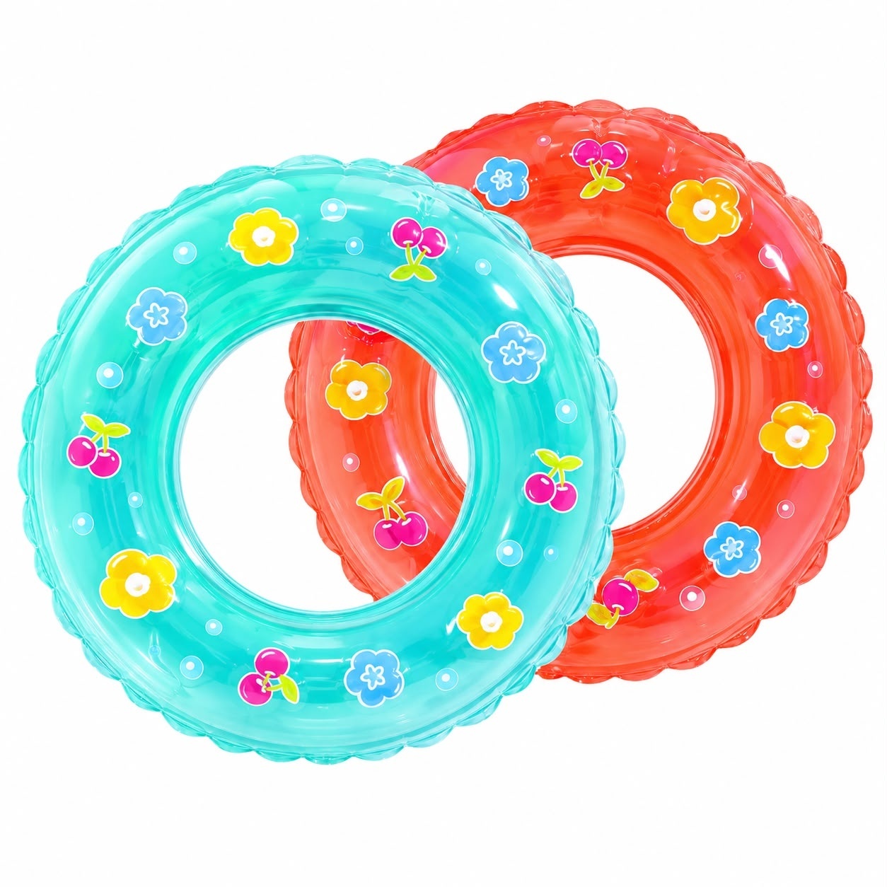 Colac Gonflabil pentru Copii 60 cm cu Flori și Cireșe – Colac de Înot Colorat pentru Piscină și Mare 2