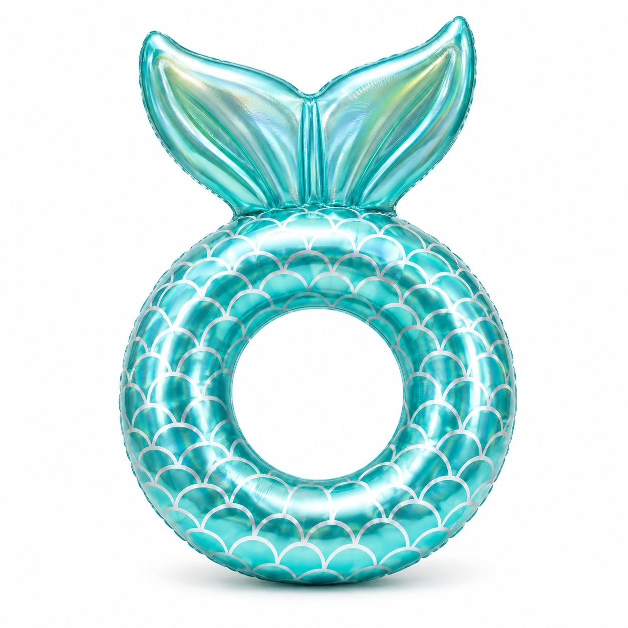 Colac gonflabil sirena turcoaz pentru copii, 90 cm, cu spatar tip coada de sirena, ideal pentru piscina si mare 3