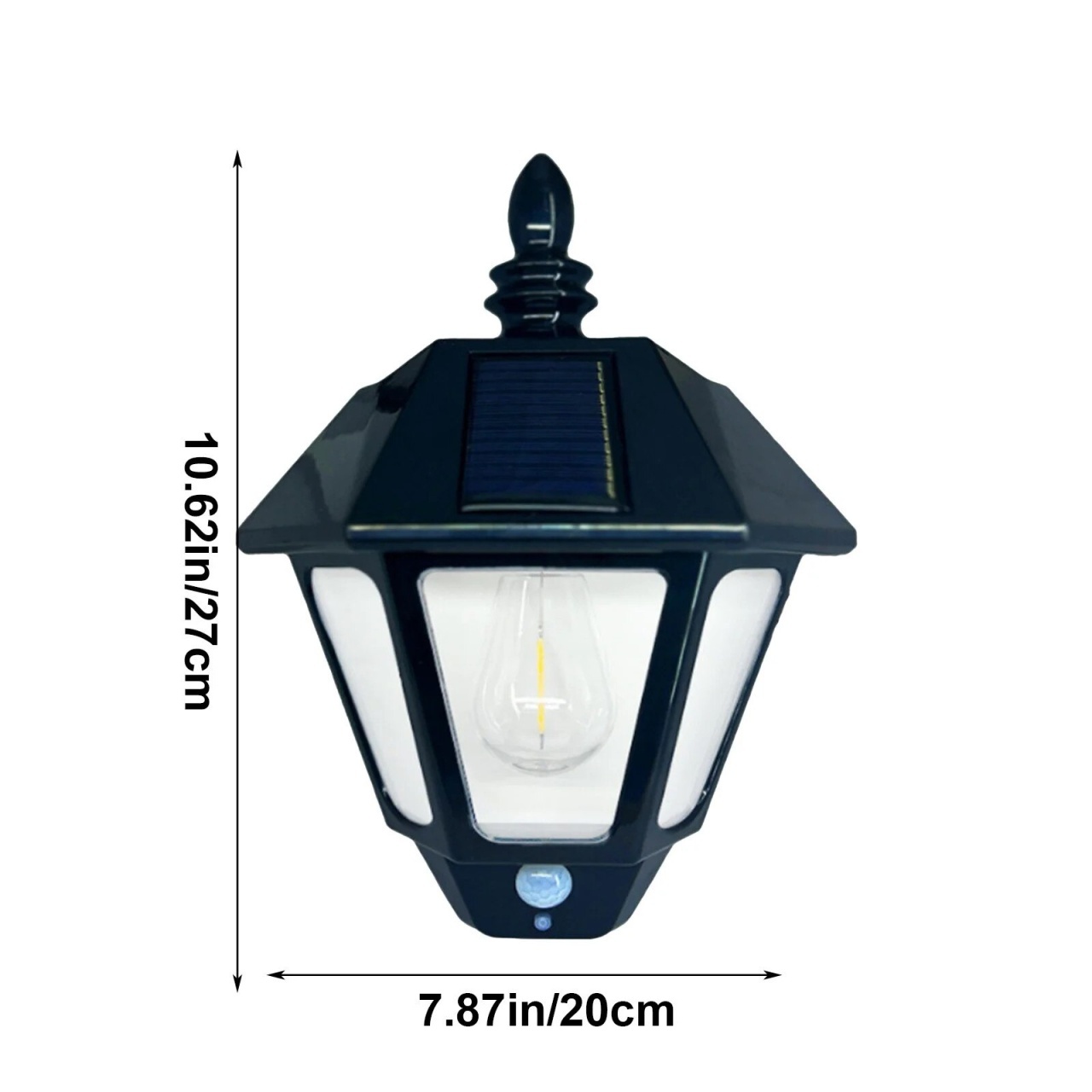 Felinar solar LED de perete, plastic, senzor mișcare, 27x20 cm, negru 3