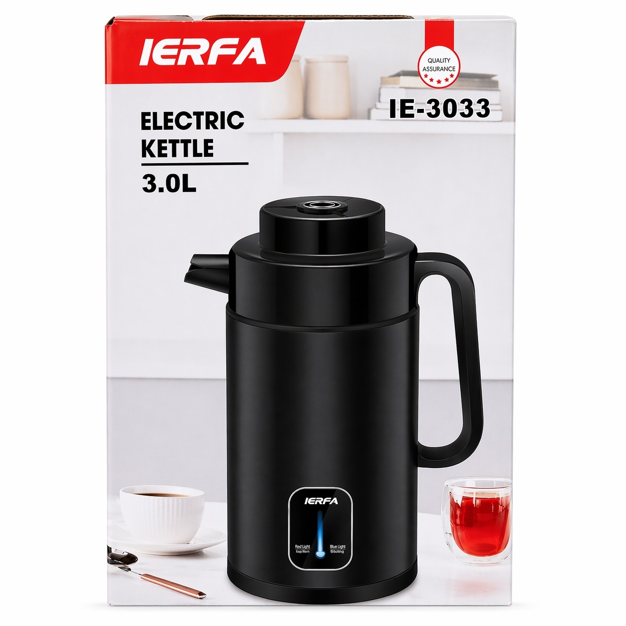 Fierbător electric de apa, negru, capacitate 3L, 29 cm, oprire automata