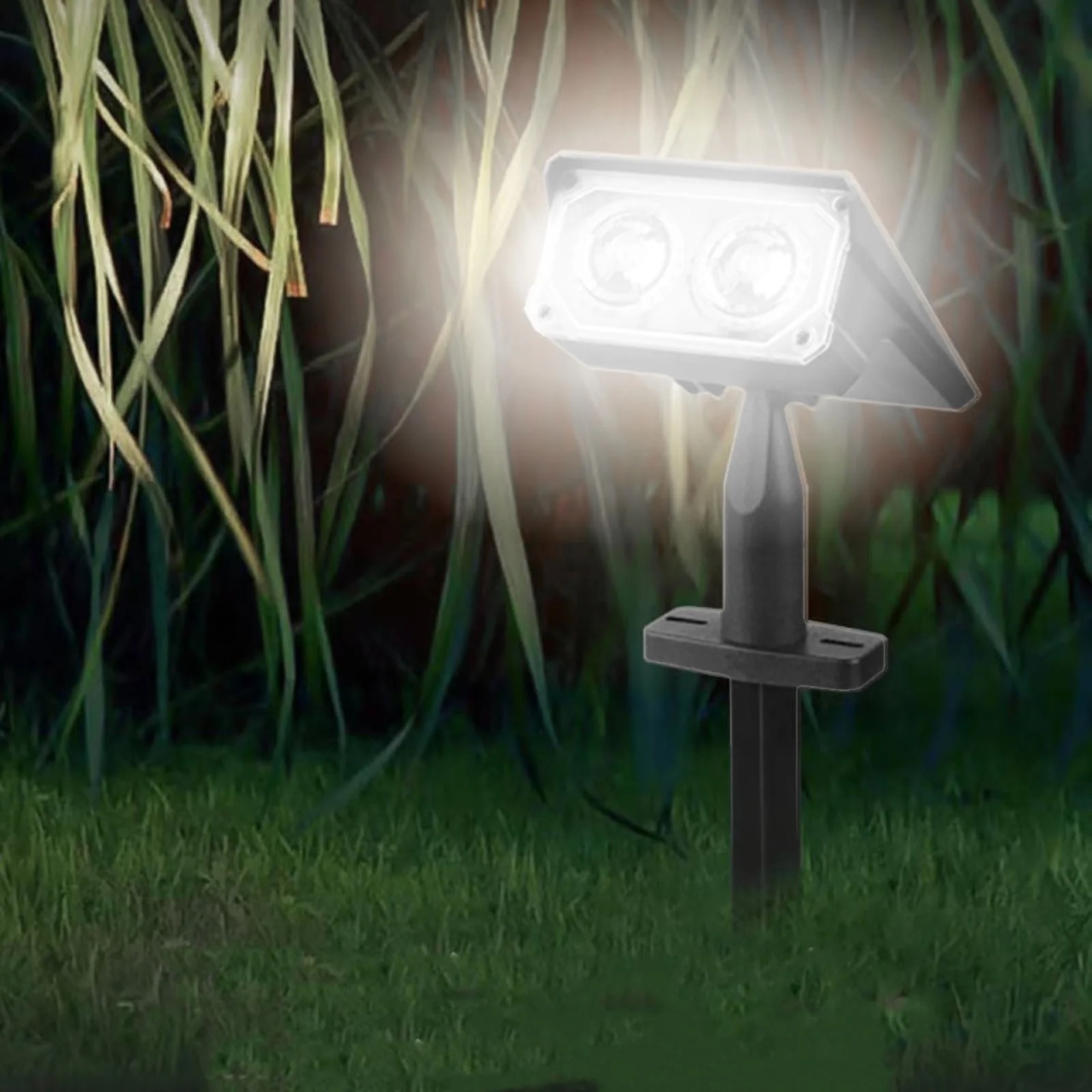 Lampă de grădină solară cu LED, din plastic, impermeabilă, culoare neagră, montaj pe perete sau sol 2