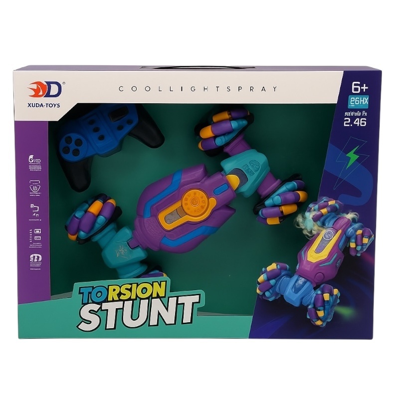 Masina Torsion Stunt cu Radiocomanda, 30x33 cm , Lumini, Sunete, Rotire 360, Drift, 4WD 2