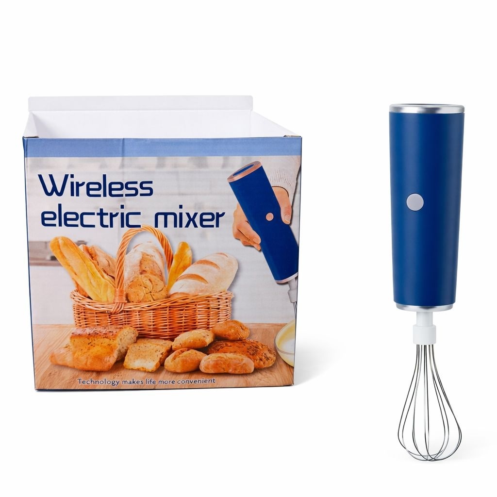 Mixer electric fără fir, portabil, din plastic Albastru, ideal pentru bucătărie 3