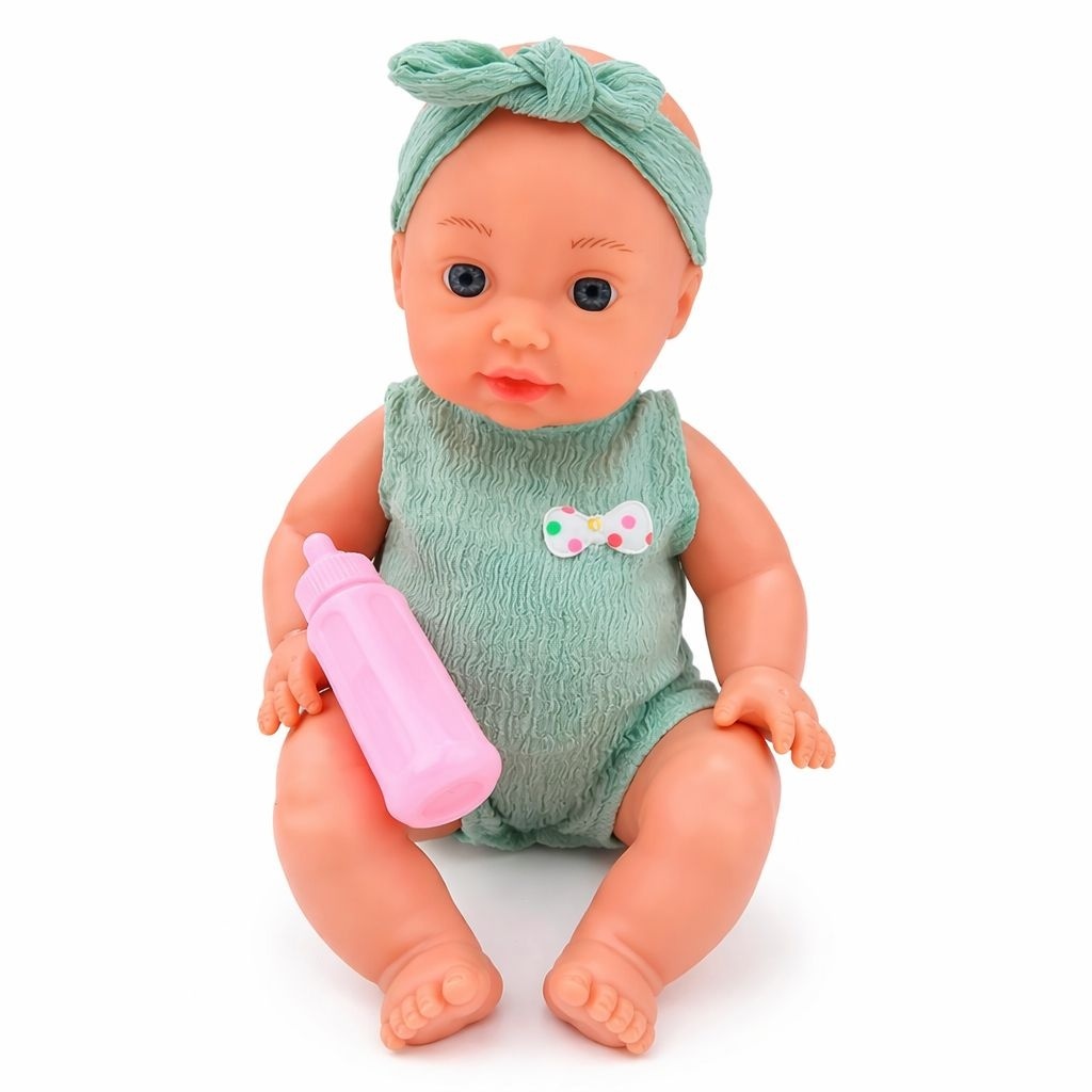 Papusa interactiva bebelus cu sunete, spune mama si papa, rade si plange, cu biberon, 30 cm 2