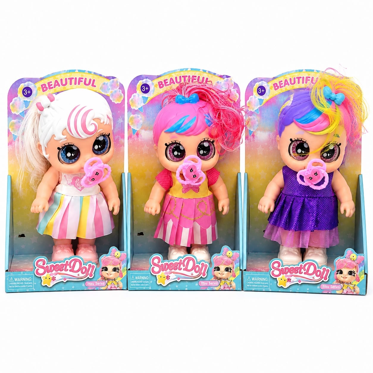 Păpușă Sweet Doll cu Suzetă și Ochi Mari, Model Aleatoriu, 3+ Ani