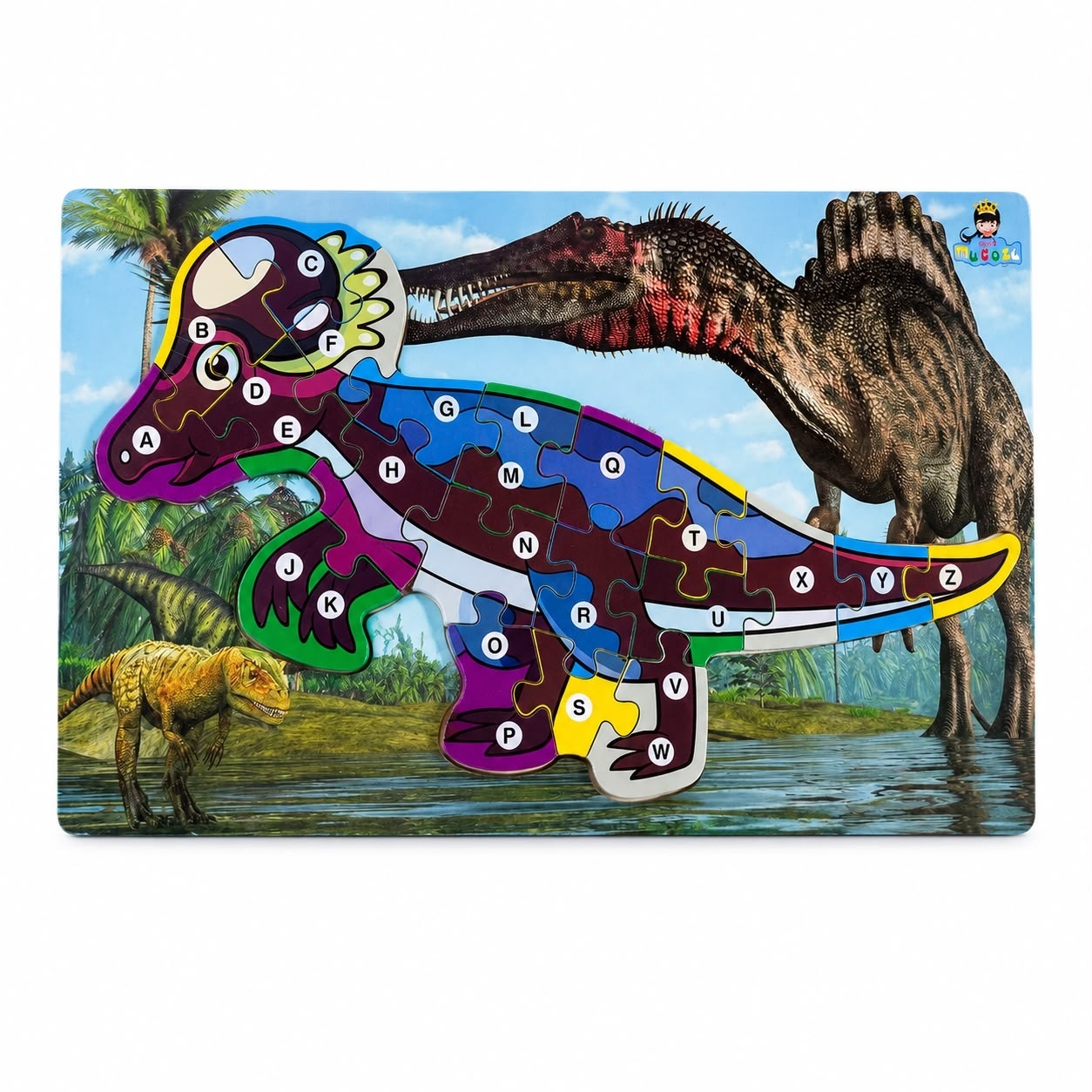 Puzzle din Lemn cu Dinozaur pentru Copii 3+ Ani, 26 Piese, Model Aleatoriu 2