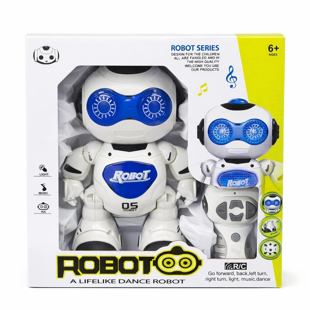 Robot interactiv radiocomandat, cu lumini si sunete, dansator, alb cu albastru 2