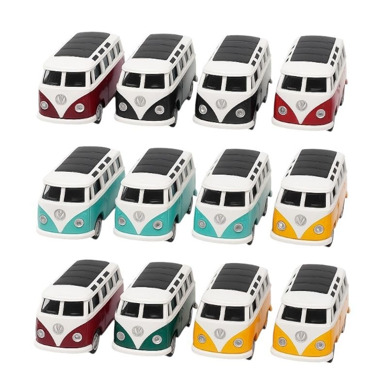Set 12 Autobuze Retro Metalice cu Usi Deschise, Jucarii Masinute 3+ 2