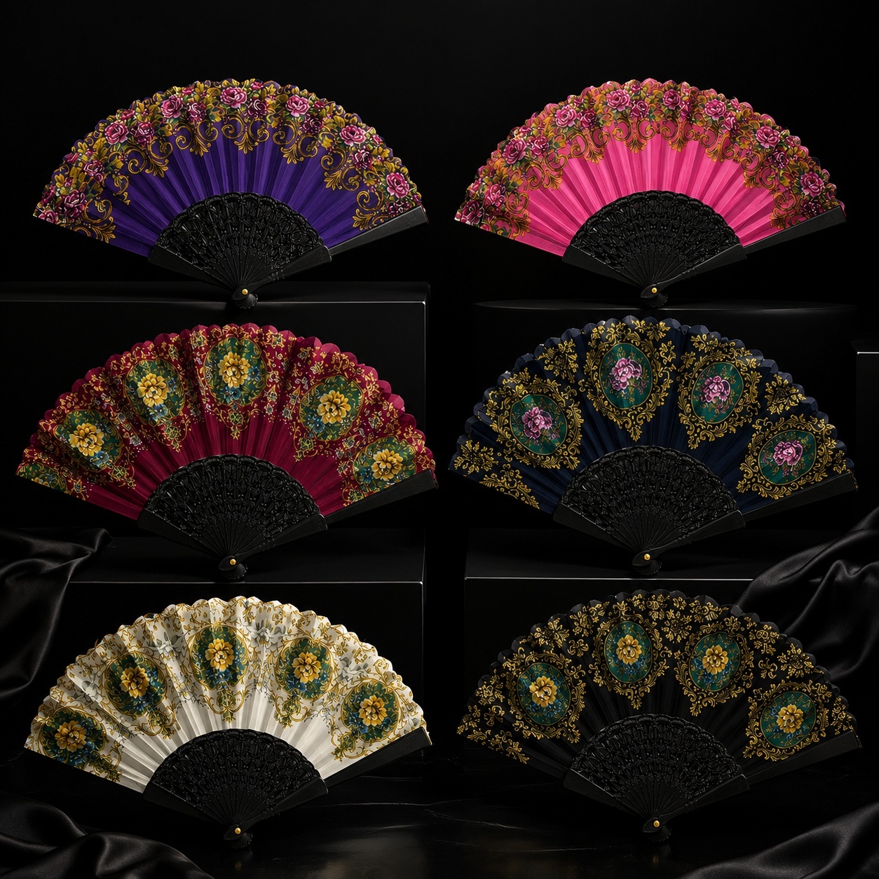 Set 12 evantaie decorative cu model colorat, 12cm 2