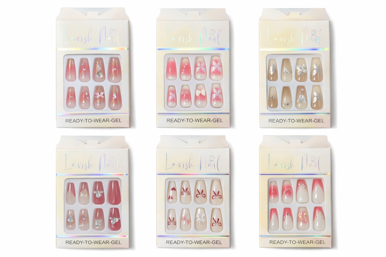 Set 12 perechi unghii false gel ready to wear, modele combinate, reutilizabile 2