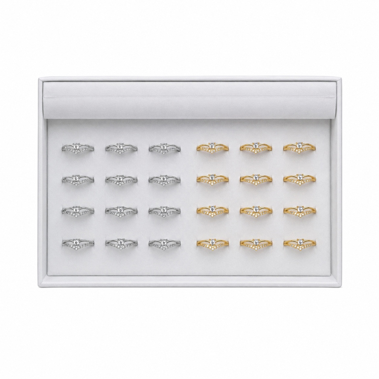 Set 24 Inele ROXE Elegance Glow – Auriu & Argintiu, Reglabile, Design Fin cu Cristale Strălucitoare 2