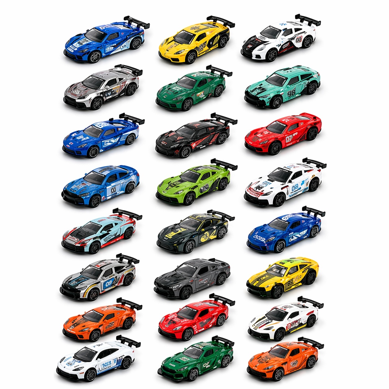 Set 48 masinute metalice die-cast 1:64 cu lumini si sunet, colectie racing 3