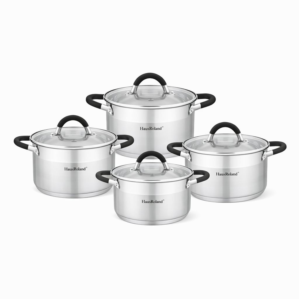 Set de vase de gătit din oțel inoxidabil, 4 piese, culoare HR121-1, ideal pentru orice bucătărie