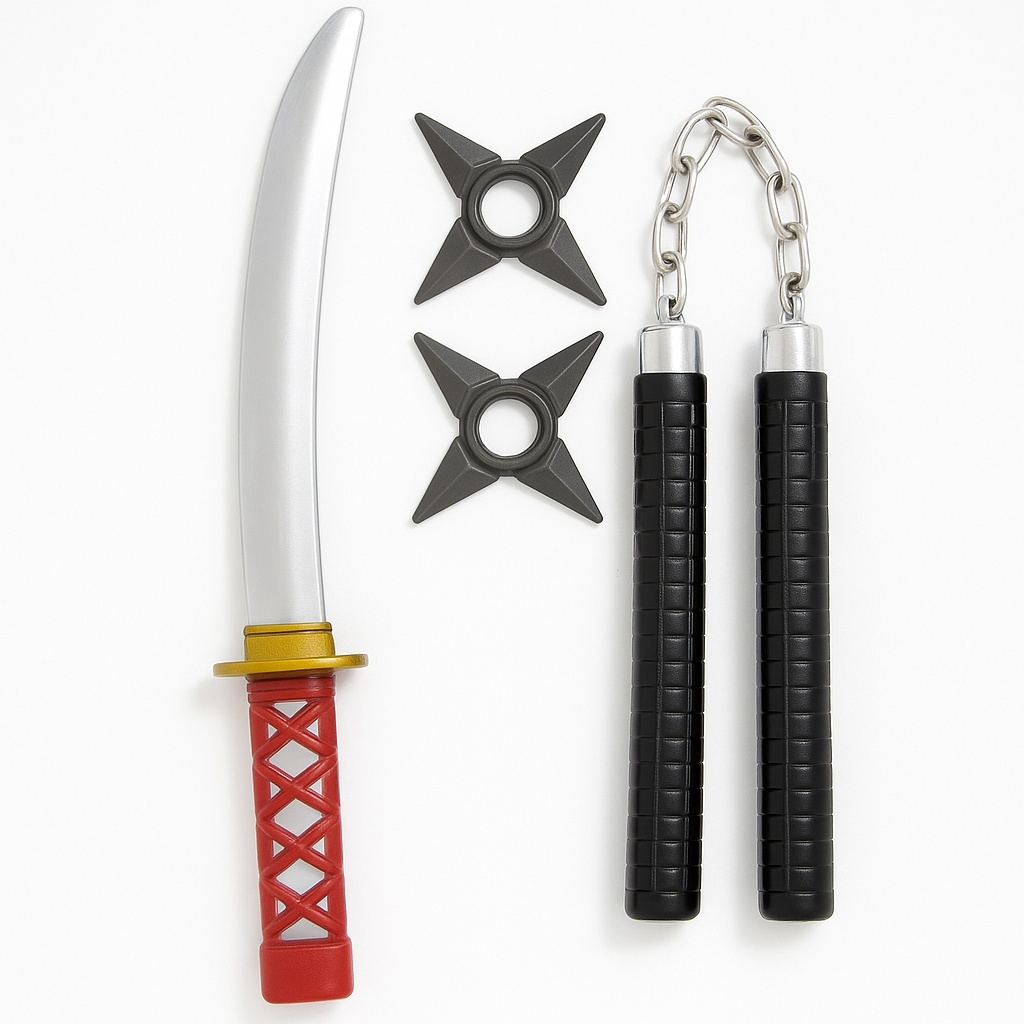 Set Ninja pentru Copii , Sabie, Nunchaku si Stele Ninja , 44x22 cm 3