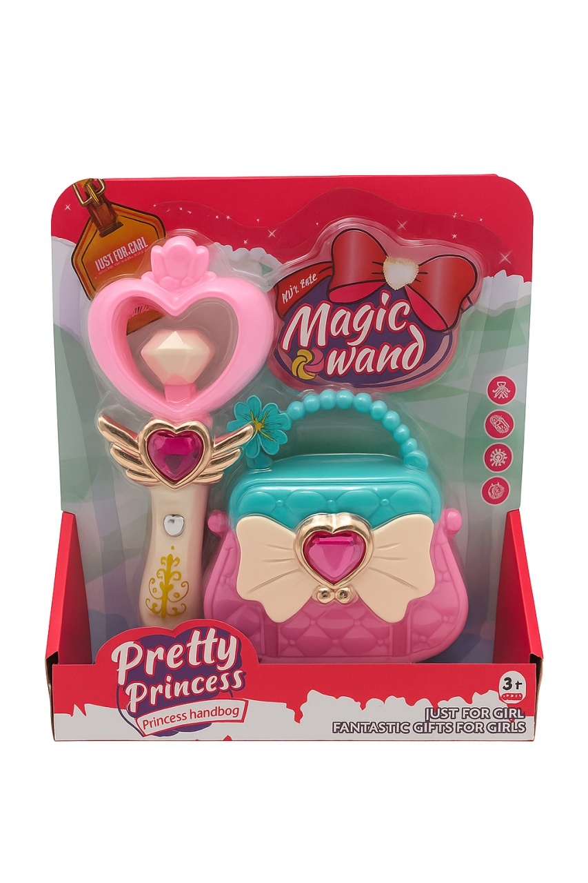 Set Pretty Princess cu bagheta magica roz inima si gentuta turcoaz-roz, jucarie fete 3+ ani