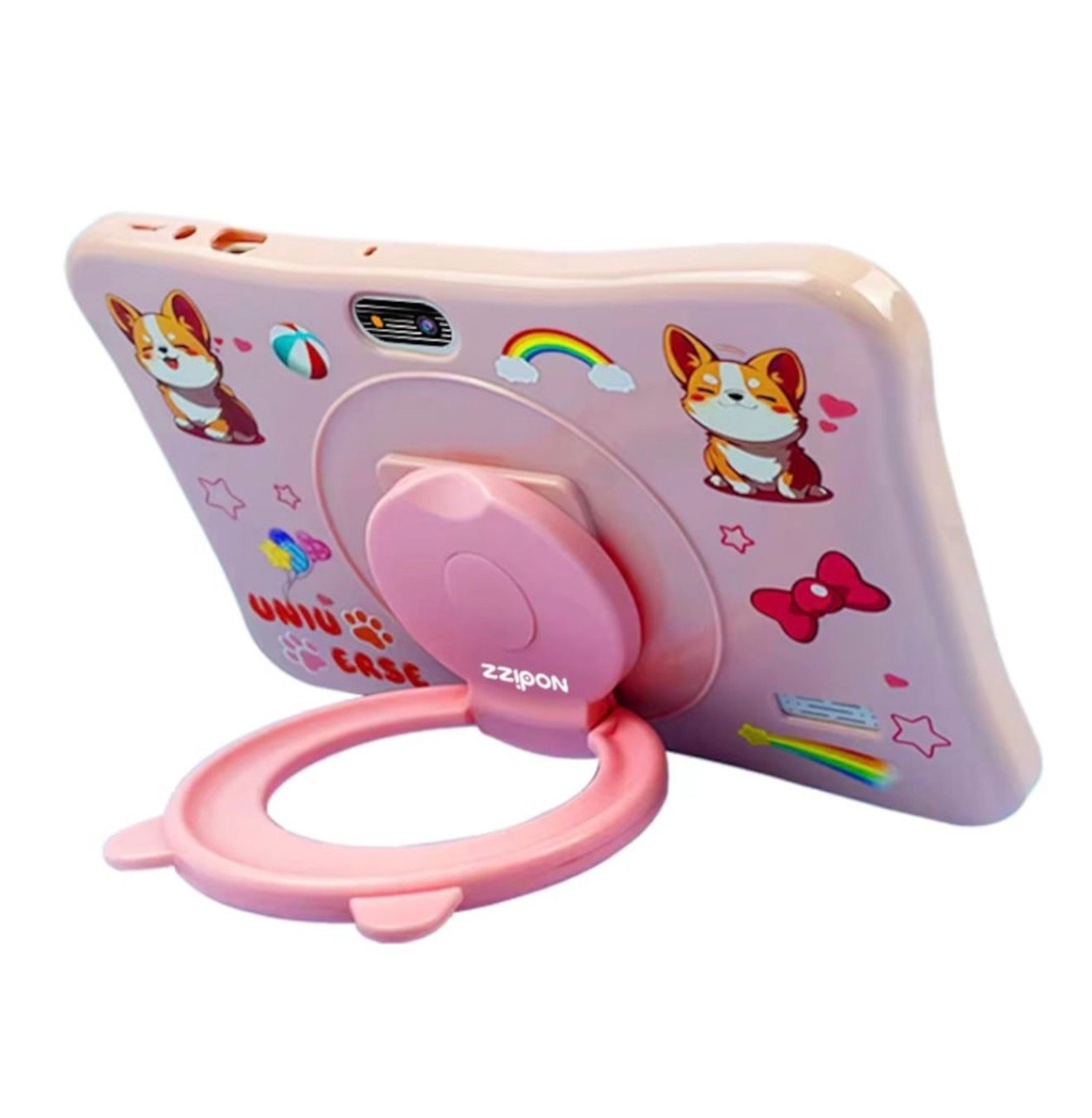 Tableta pentru copii 7 inch Android 15, 4GB RAM, 128GB, husa silicon, camera dubla, roz 3