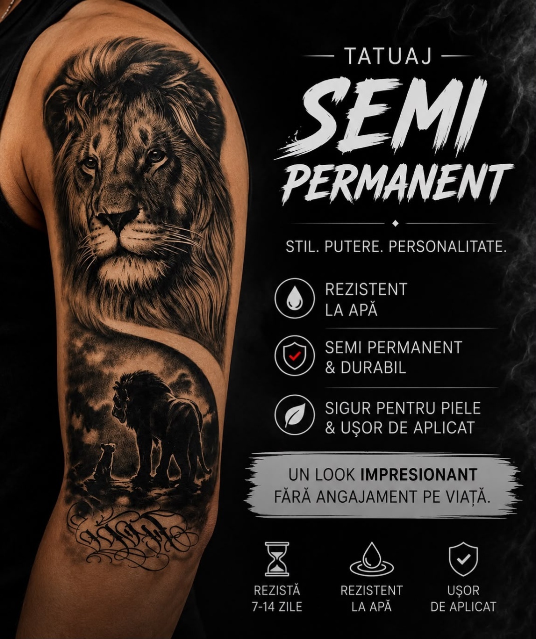 Tatuaj Semipermanent, Model cu Lei, Realist – 45 cm 2