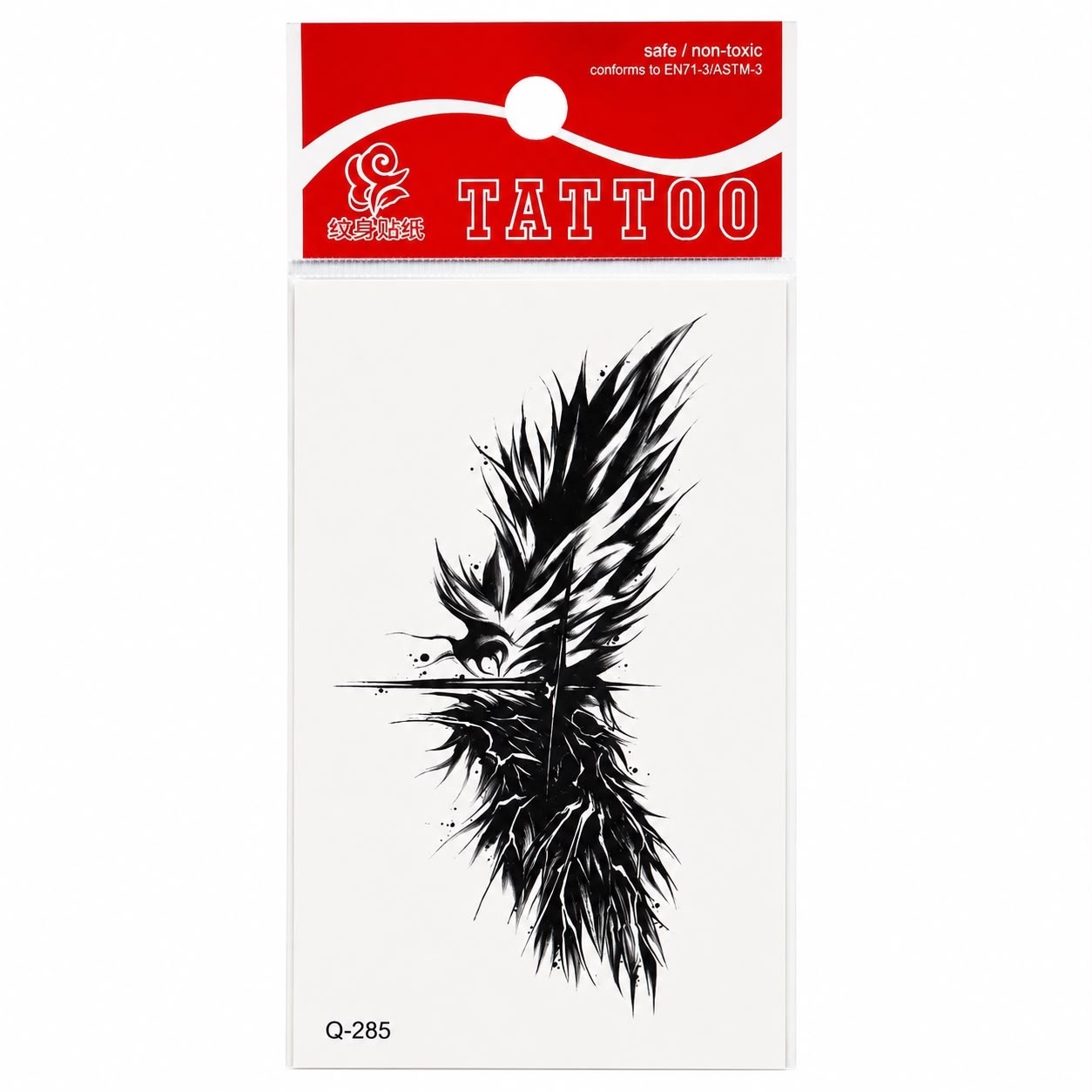 Tatuaj Temporar Semipermanent Aripă Neagră Abstractă 10 cm – Design Artistic Monocrom