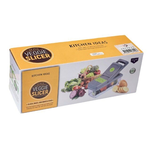 Tocator manual multifunctional legume 14 piese, feliere si cuburi, recipient colectare 5