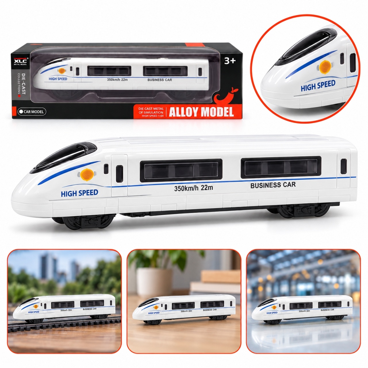 Tren Jucarie Metalic Die-Cast High Speed , Scara Model XLC Business Geat 3+